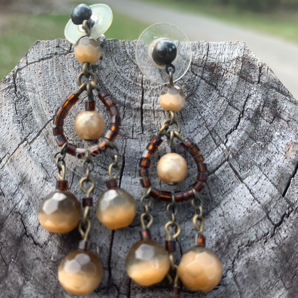 Tigers Eye Dangle Post Earrings